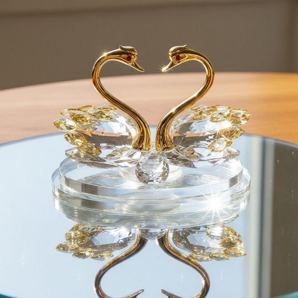 Изысканные хрустальные украшения-лебеди Световая роскошь Стеклянные лебеди Фигурки лебедей Интерьер автомобиля