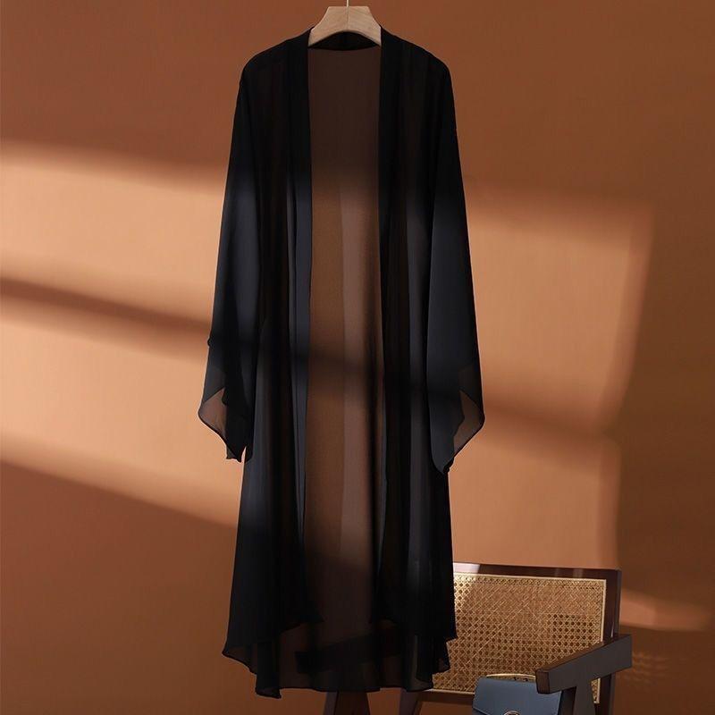 Летние женские солнцезащитные рубашки кардиган длинная шифоновая блузка рубашка женская шаль женская верхняя одежда женское свободное тонкое пальто куртка