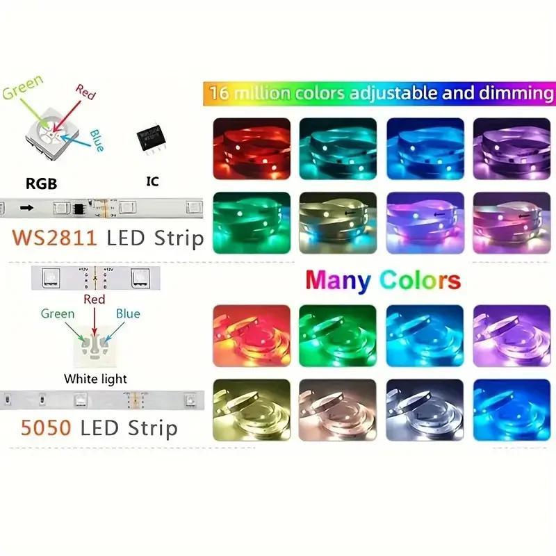 WS2812B RGB-IC 5V USB LED Strip Color Segmented Addressable Flexible Light for Bedroom Gaming Room TV Backlight Decor