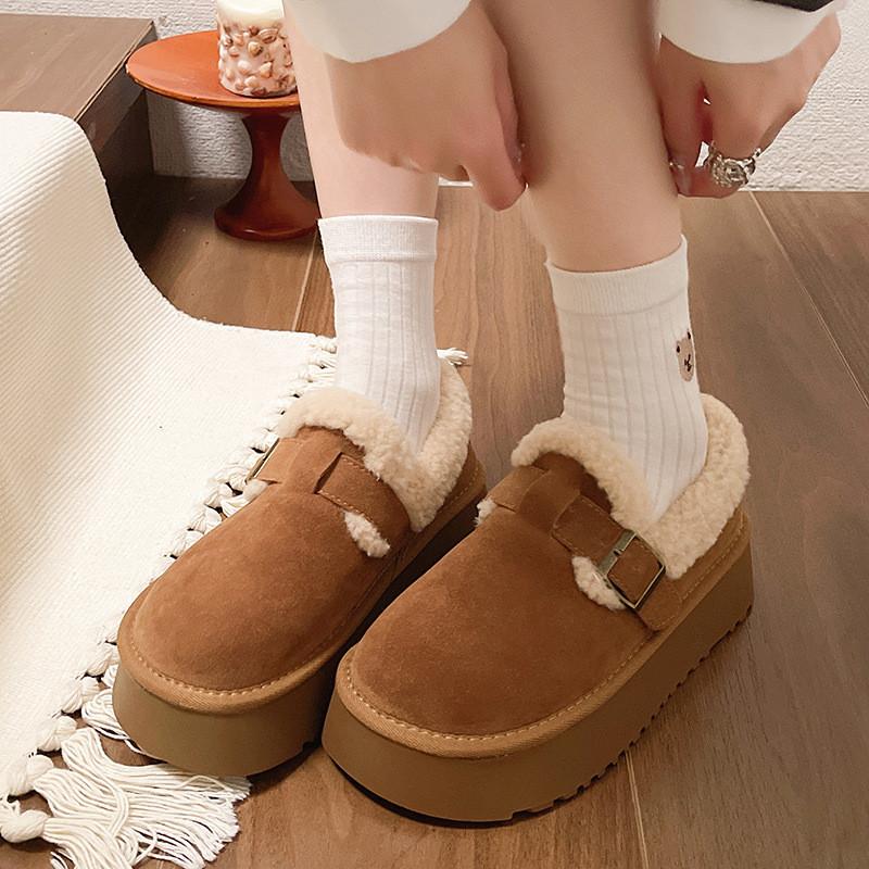 Winter Women Cotton Shoes With Thick Heel And Sole For Daily Comfort