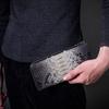 Artemis Classic L-Shaped Slim Gray Python Long Wallet (ZW0008) - Men's Long Wallet with Zipper, Snake Pattern, and Genuine Leather