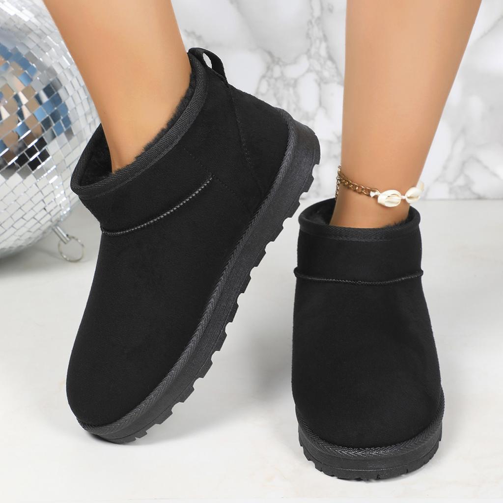 Модные Удобные Теплые Зимние Ботинки Женские 2024 Зима Толстые Плюшевые На Плоской Подошве Ботильоны для Женщин Легкие Противоскользящие Хлопковые Ботинки с Подкладкой