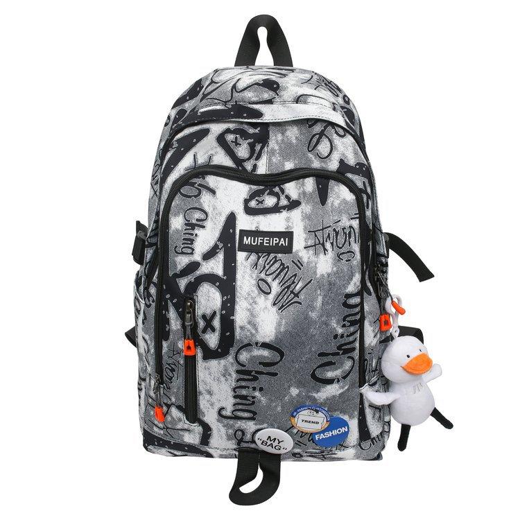 Schoolbag high value ins personality graffiti fashion large capacity trend casual schoolbag junior high school college student backpack