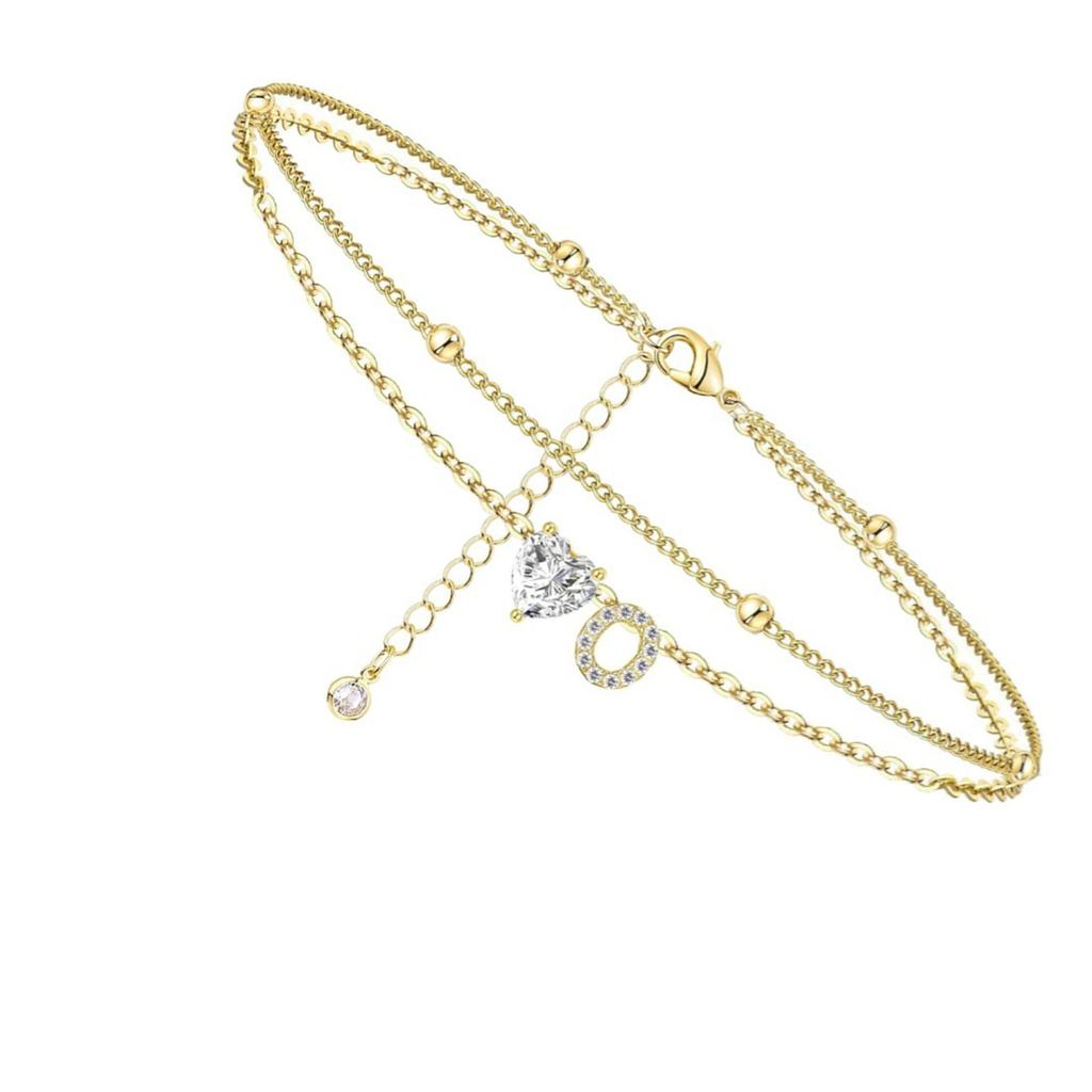 Инициал Сердце Ножной браслет Сердце Буква Ножной браслет Персонализированная монограмма Ножной браслет1 шт