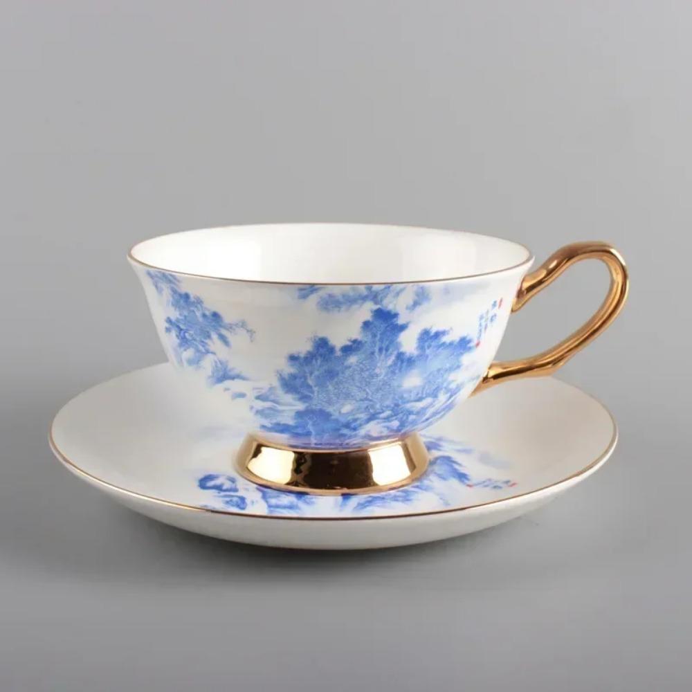 New Chinese Simple Ceramic Cup Coffee Cup Saucer Chinese Style Bone China Afternoon Tea Coffee Cup Simple Water Cups