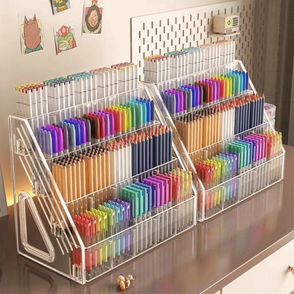 3/4/5 Layers Nail Polish Display Organizer Acrylic Marker Pen Storage Box Office/School