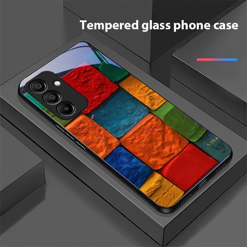 Креативный чехол-блок для Samsung Galaxy A15 5G 54 4G 51 50 24 35 90 71 12 51 53 52S 80 22 34 Черный чехол для телефона из закаленного стекла