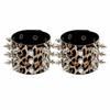 2pcs/set Adjustable Punk Goth Bracelet Wide PU Leather Bangle Leopard Wristband  Harajuku
