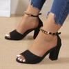 2025 Ankle Strap Heels Women Sandals Summer Shoes Women Open Toe Chunky High Heels Party Dress Sandals Big Size