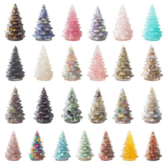 Elegant Holiday Decor Resin Christmas Tree Figurine, Crystal Desktop Ornament, Ornament Miniature Decoration for Home Office, Gift Party Centerpiece