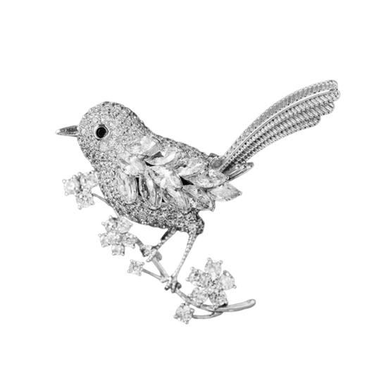 Chinese Style Brooch Pin Sparkling Rhinestones Magpies Bird Shape Lapel Pin Suit Coat Dress Jewelry Gift