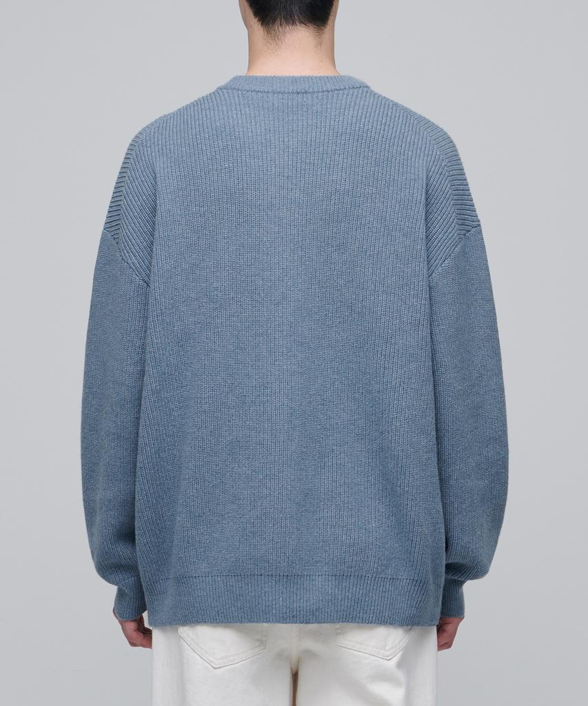 MUSINSA STANDARD Oversized Ribbed Crew Neck Knit [Heather Sky]