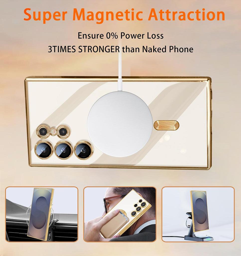 Прочный Магнитный Чехол Magsafe Для Samsung Galaxy S25 Edge S24 S23 S21 FE S22 Ultra Plus Роскошное Покрытие Силиконовый Мягкий Прозрачный Чехол