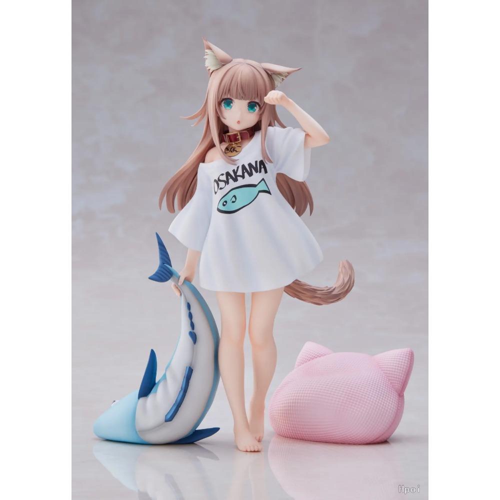 19CM Anime Figure My Cat Is A Cute Girl Soy Flour White Shirt Standing Good Morning Model PVC Gift Collection Action Toy