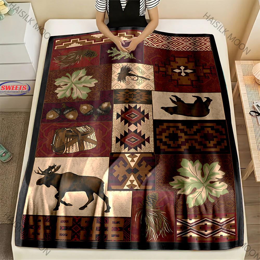 American Country Animal Print Blanket Warm Soft and Comfortable Home Travel Blanket Sofa Bedding Cover Blankets Gift for Friends