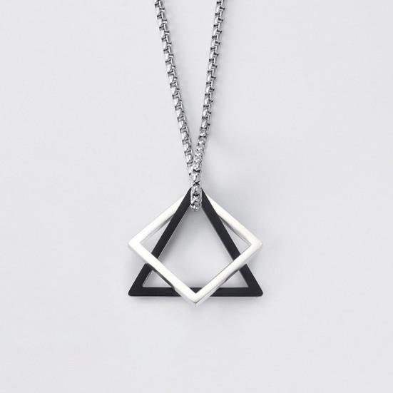 Men Necklace Triangle Square Pendant Necklace Dating Work Party Versatile Style Necklace Clothing Accessory
