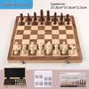 Large Foldable Solid Wood Magnetic Chess Set with Extra Queens – Educational Board Game for Adults and Children