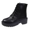 White Chunky Platform Combat Boots Women  Back Zipper Pu Leather Ankle Boots Woman Punk Thick Bottom Motorcycle Botas Mujer