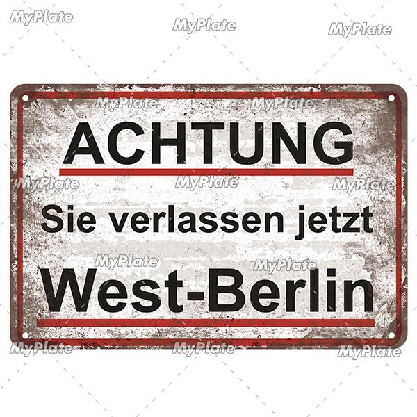 Vintage ACHTUNG HALT War Metal Signs Berlin Tin Sign Plaque Metal Plate Wall Decor For Pub Club Man Cave Plate Bar Decoration