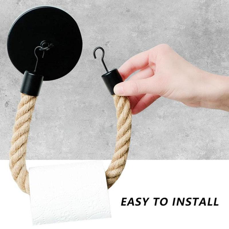 Держатель для туалетной бумаги без проколов, льняная веревка, держатель для бумажных полотенец, самоклеящаяся веревка для подвешивания бумаги, настенный держатель для салфеток