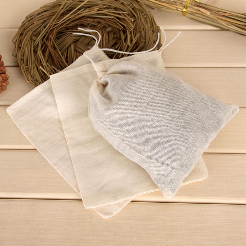 Set Of 10PcsTea Cooking Separate Spice Food Linen Drawstring Filter Bag