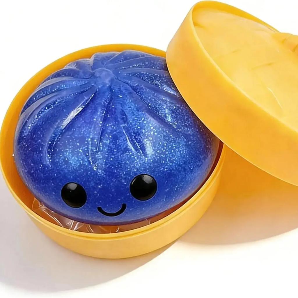 Гигантская блестящая пельмешка Squishy, Мега радужные пельмешки, Милая игрушка-антистресс с коробкой-пароваркой, Мягкое тесто для сжатия и снятия стресса для взрослых