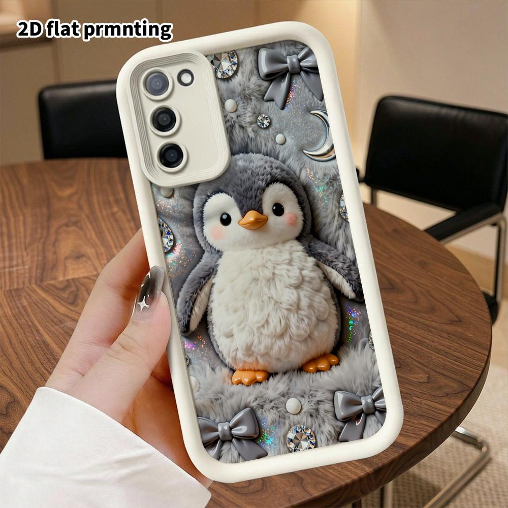 Phone Case: 2D Flat Samsung Galaxy A34 A35 M05 M06 S20 S22 S21 FE Plus 5G Layered Protective Case, Plush Little Penguin, Christmas and Halloween Gift