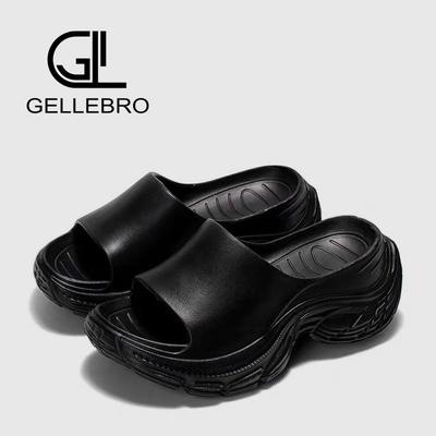 Летние новые однословные шлепанцы на толстой подошве и высоком каблуке, женские шлепанцы на танкетке, увеличивающие рост, пляжная обувь, ленивые сандалии на танкетке