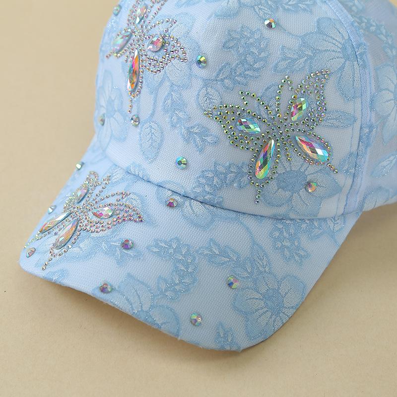 New point diamond butterfly cap, versatile color casual sunshade sunscreen cap, trendy baseball cap