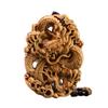 1pc Cliff Cypress Wood Double Sided Carved Dragon Tag Pendant Car Mounted Pendant Feng Shui Accessories Woodcarving Handicrafts