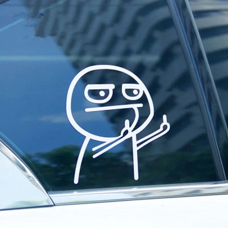 Funny Middle Finger Troll Face Meme Stickers for Bumper Art Kid Decorations Cartoon Wall Anime Cute Car Home Luggage