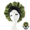 Silk Satin Sleep Cap with Ribbon Bow for Women - Elastic Wide Brim Bath Headscarf Hat for Hair Care