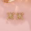 1/2 Pairs Frog-Shaped Earrings Sparking Rhinestones Inlaid