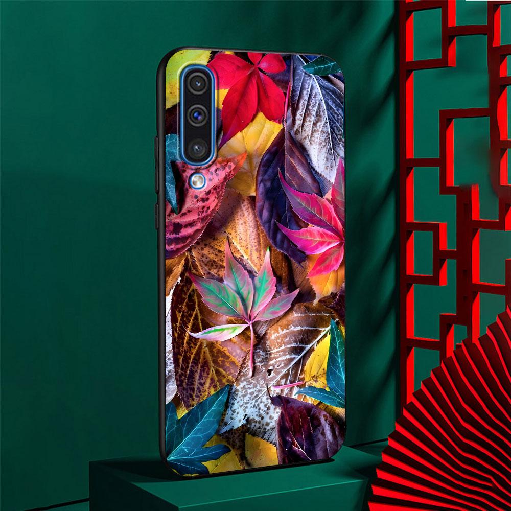 Colorful Leaves Case for Samsung Galaxy A10s A50 A50s A02s A03s A20 A30 A20e A70 A70s A20s A30s A10 A40 A04 Black Phone Cover