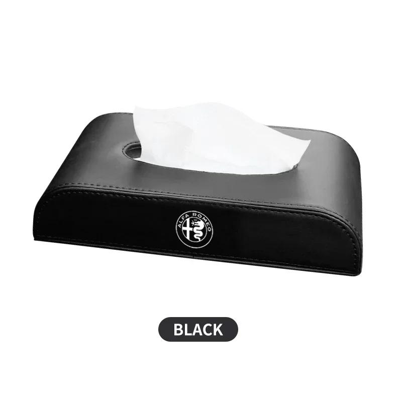 WDAW6 Car Armrest Tissue Box Leather Auto Seat Back Hanging Tissue Box For Alfa Romeo Giulietta GT 159 147 156 Brera Giulia Stelvio