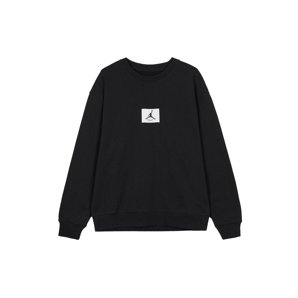 Jordan Logo Patch Crew Neck Loose Pullover Sweatshirt Men Sweatshirt Black FB6935-010
