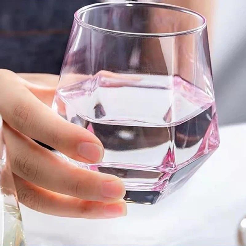 300ml Hexagonal Edge Wine Glasses Transparent Cocktail Glass Party Bar Club Banquet Drinking Ware Champagne Lemon Water Cup