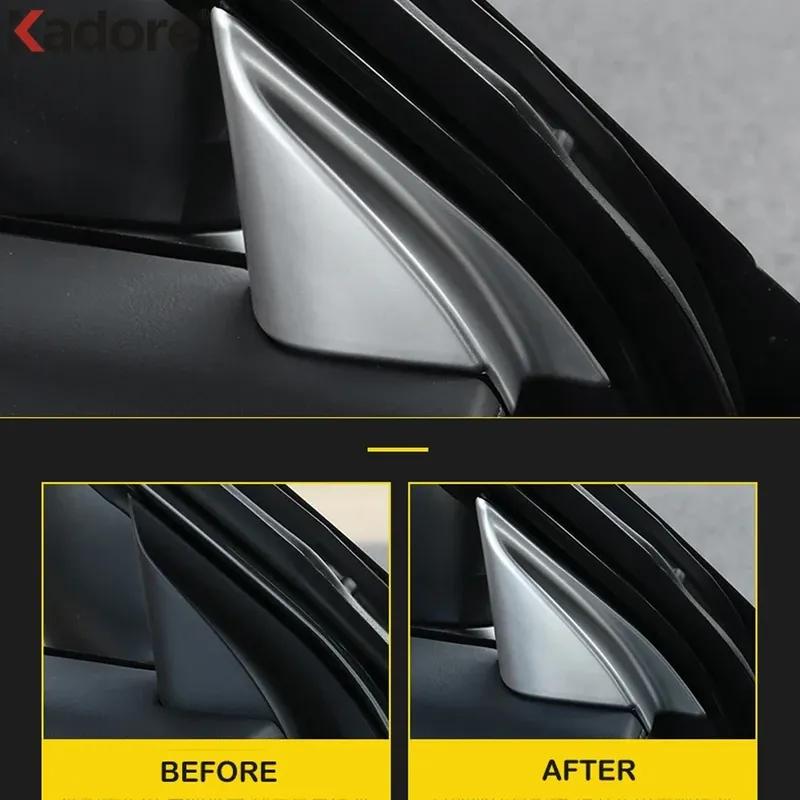 Car Front Inner Door Window A Pillar Triangle Cover Trim For Mazda CX5 CX-5 KF 2017- 2024 Carbon Fiber Interior Accessories