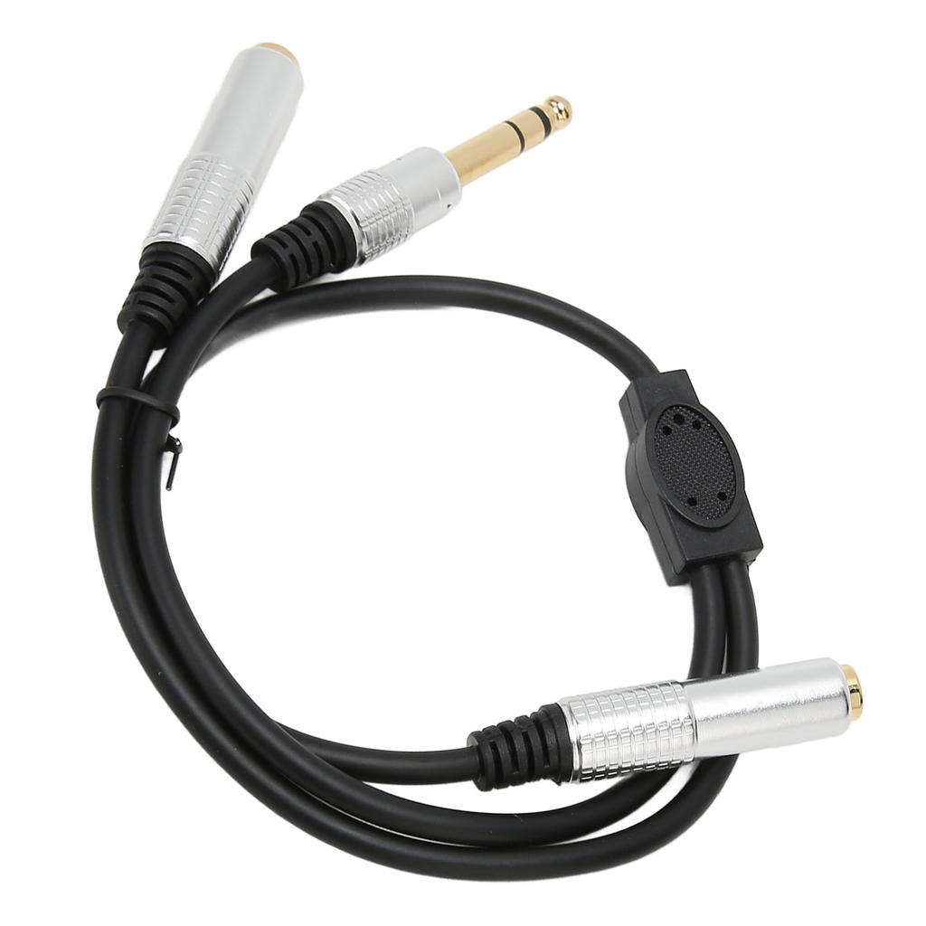 6.35mm To Dual 6.35mm Y Splitter Cable Professional 14 Inch Stereo Cable for Amplifier Microphone