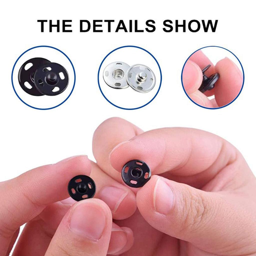 180PCS Sew On Snaps Button, Metal Snaps Fastener Press Studs Snap Fastener for Bag Clothes DIY Craft, 8mm/10mm/12mm/15mm