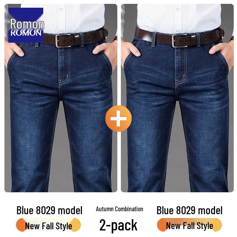 Мужские джинсы прямого кроя стрейч Romon - Осень/Зима 2025: Универсальные повседневные длинные брюки для среднего возраста