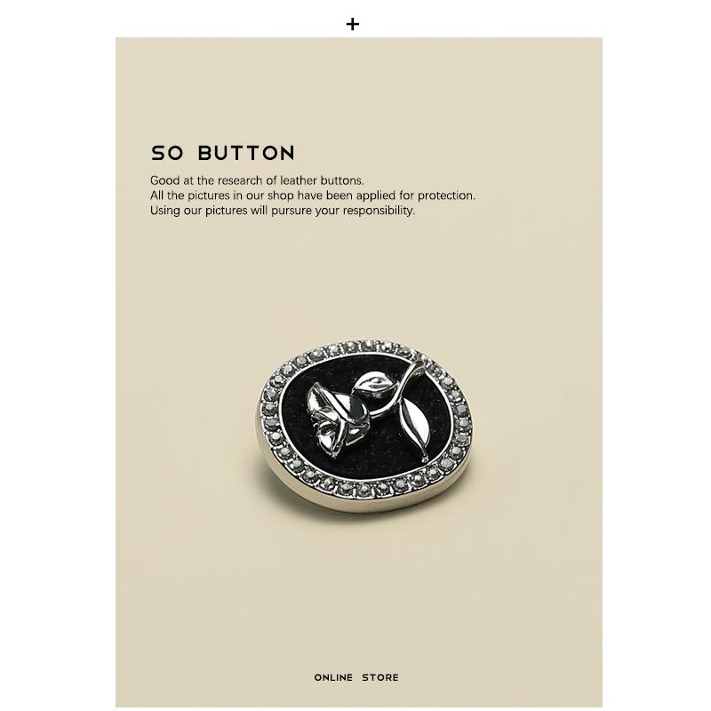 Esstudiol Rose Velvet Metal Buttons with Diamonds for Fashion Suit Jackets and Leather Coats