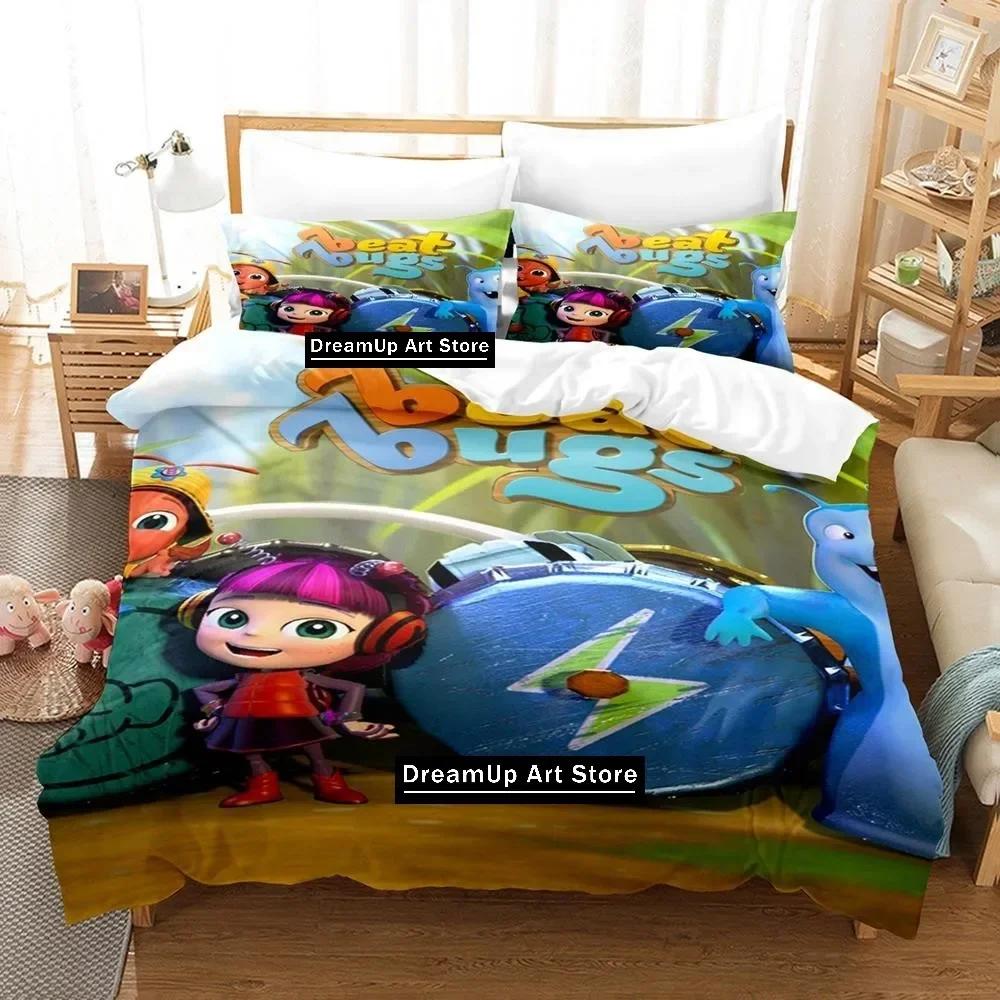 Модный 3D-печатный комплект постельного белья Beat Bugs для мальчиков и девочек, размер Twin, Queen, Full, с пододеяльником и наволочками, для кровати, спальни взрослых