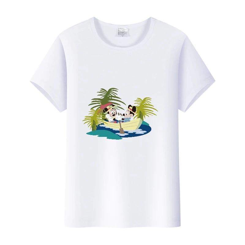Cartoon Minnie Mickey Mouse Print T Shirt Leopard Bow Summer Kawaii Clothing Tops Hippie T-Shirt Gift Unisex