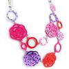 [H0804] - Designer Necklace 'Camélia' Pink Purple