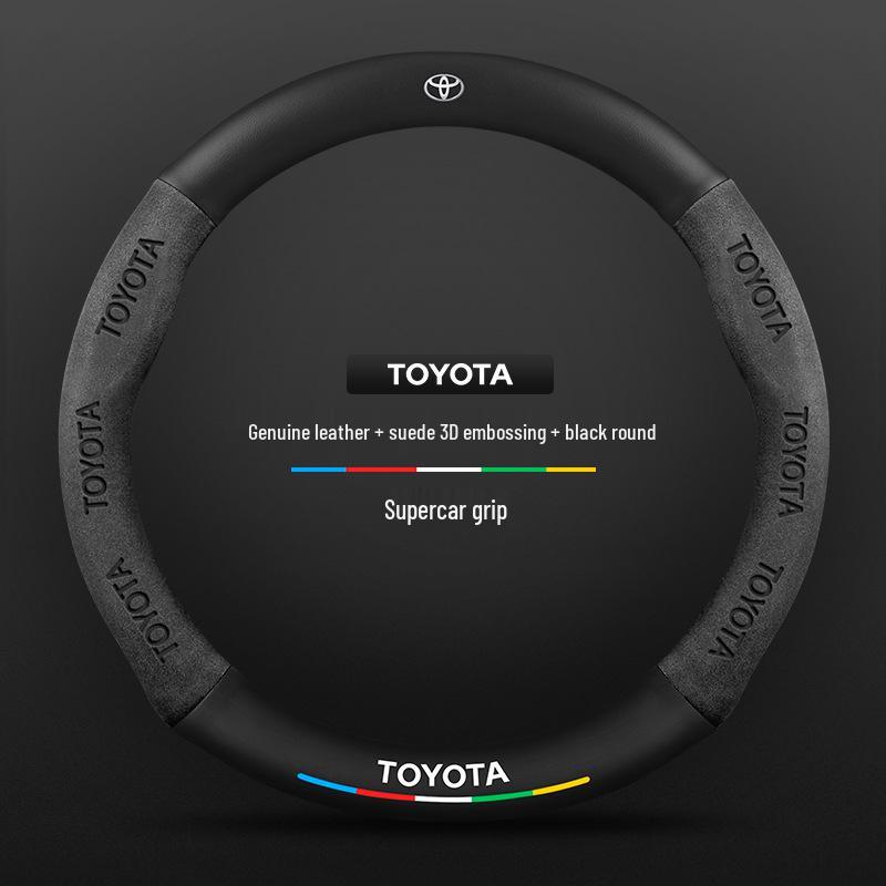 Нескользящая кожаная накладка на руль Toyota Prado из углеродного волокна