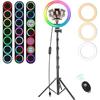 Ring Light Avec Trépied MICCYE 10 Ring Light Selfie Anneau Lumineux LED Lumière Anneau Avec 3 Modes D'éclairage 26 Couleurs RGB E