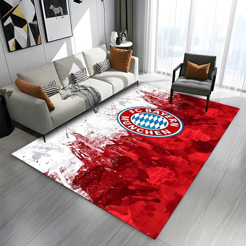 FC Bayern Munich Logo on Red Background Patterned carpet a non slip rug suitable for all seasons and any setting, gift