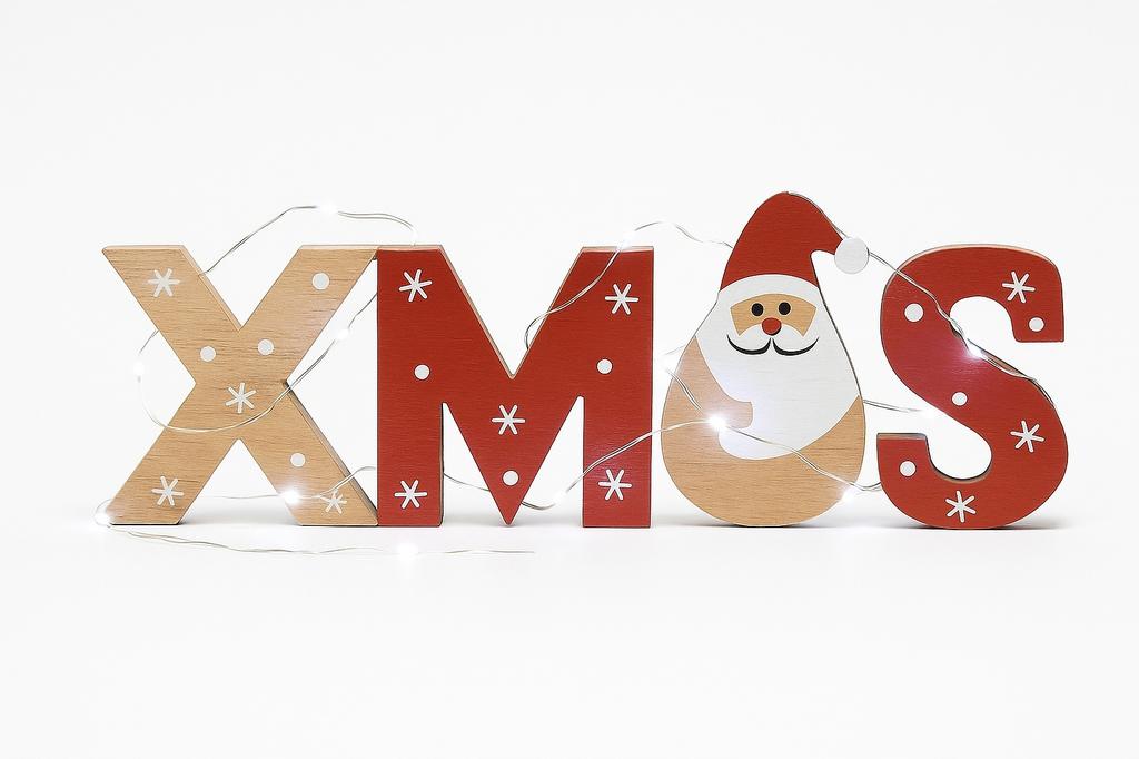 Napis Led Xmas Dekoracja Ozdoba Święta Boże Narodzenie Drewniany 21,5Cm