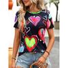 Colorful Love Heart Pattern T Shirt For Women Harajuku 3D Printed Tees Summer Oversized Tops Round Neck T-Shirts Short Sleeves